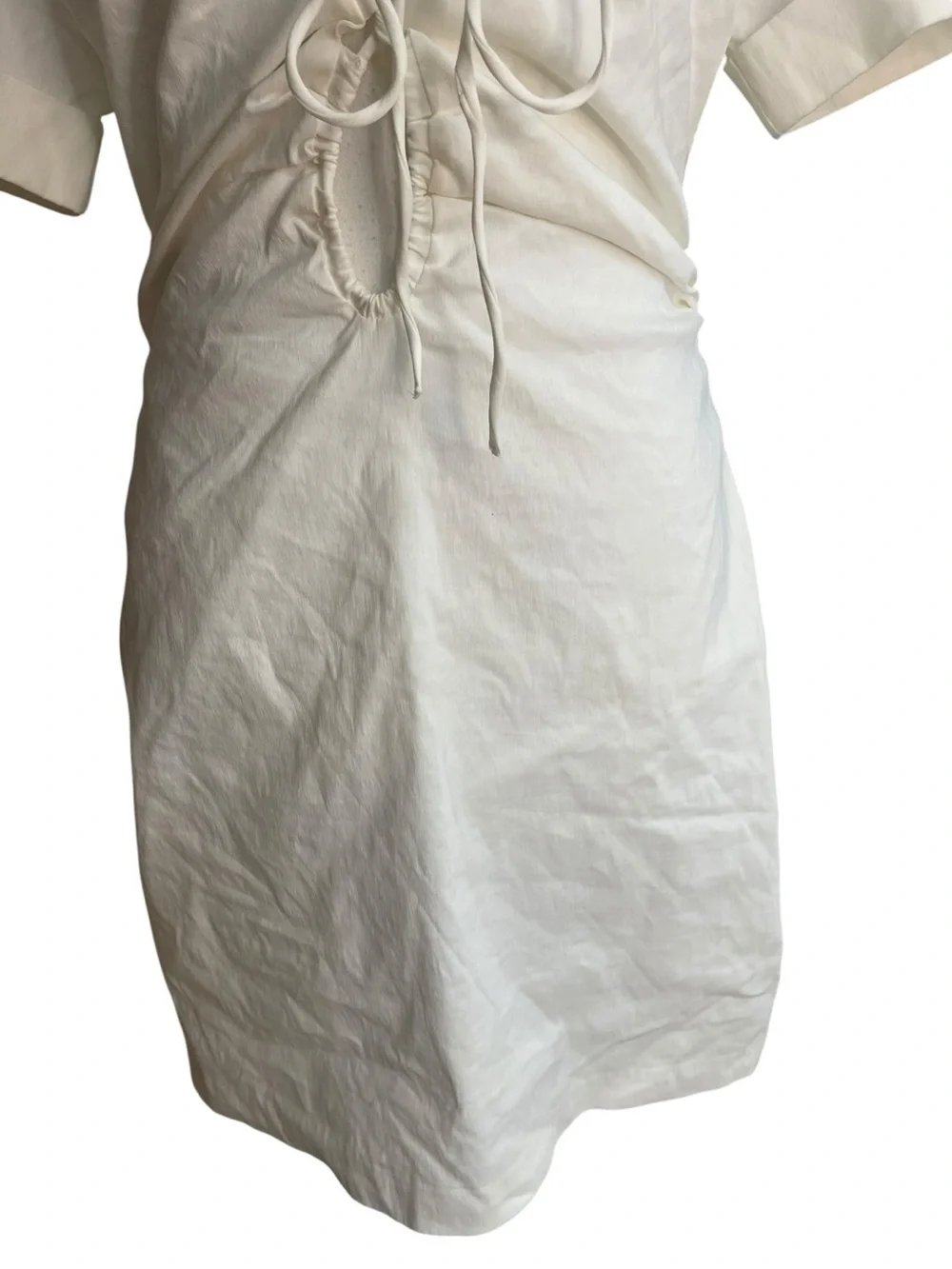Zara Linen Blend Cut-Out Mini Dress White